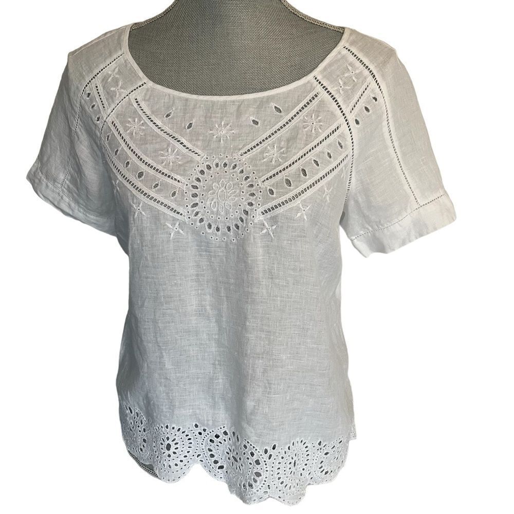 Ann Taylor White Linen Top Size SP